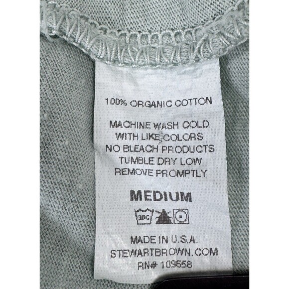 Stewart and Brown T Shirt Womens Medium Green Organic Cotton V Neck Made in USA - Picture 7 of 8